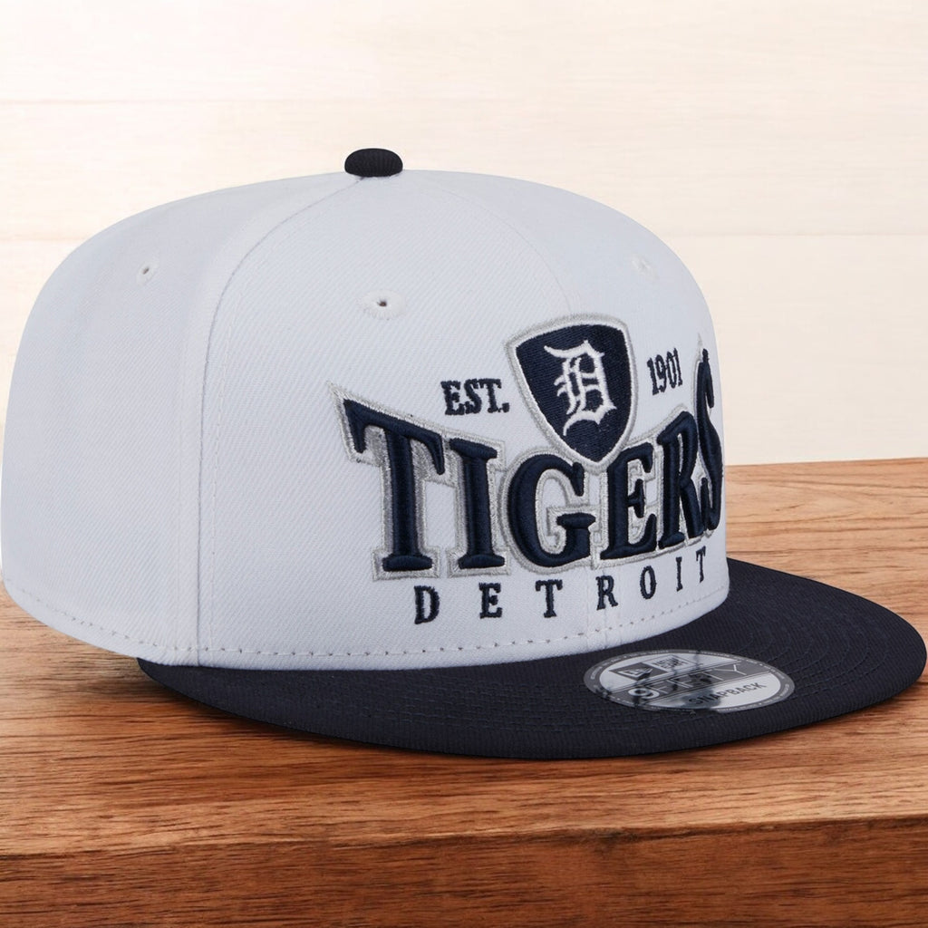 [60310257] MENS NEW ERA MLB DETROIT TIGERS 950 CREST STACK SNAPBACK - WHITE/NAVY
