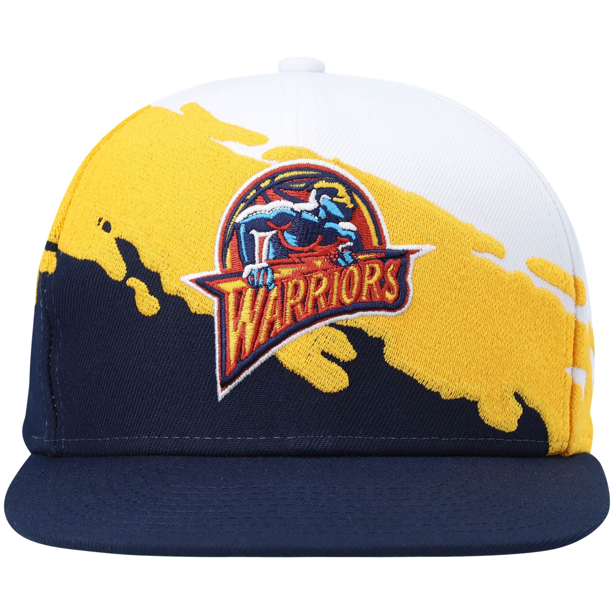 MENS MITCHELL & NESS NBA PAINTBRUSH SNAPBACK HWC WARRIORS - WHITE-NAVY