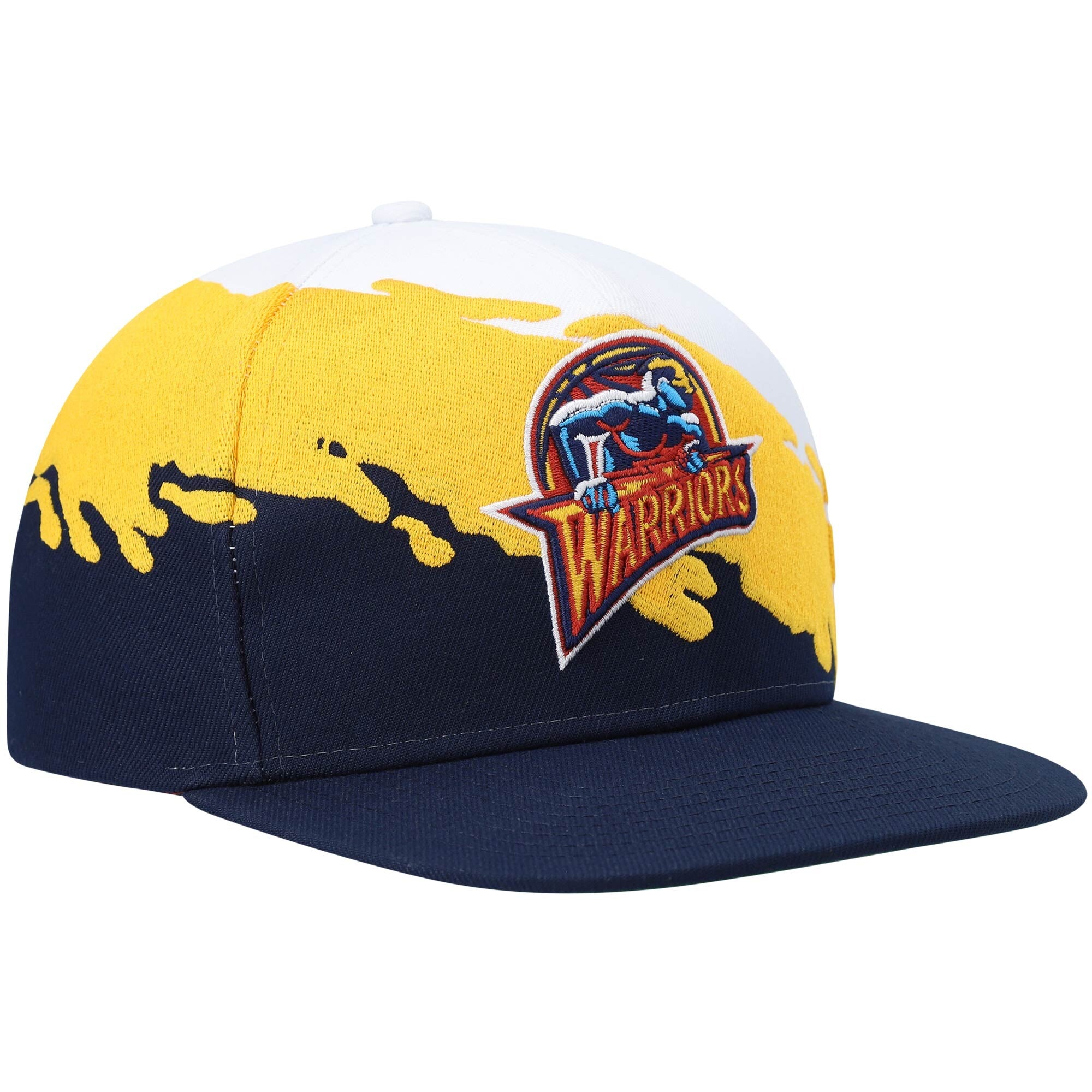 MENS MITCHELL & NESS NBA PAINTBRUSH SNAPBACK HWC WARRIORS - WHITE-NAVY