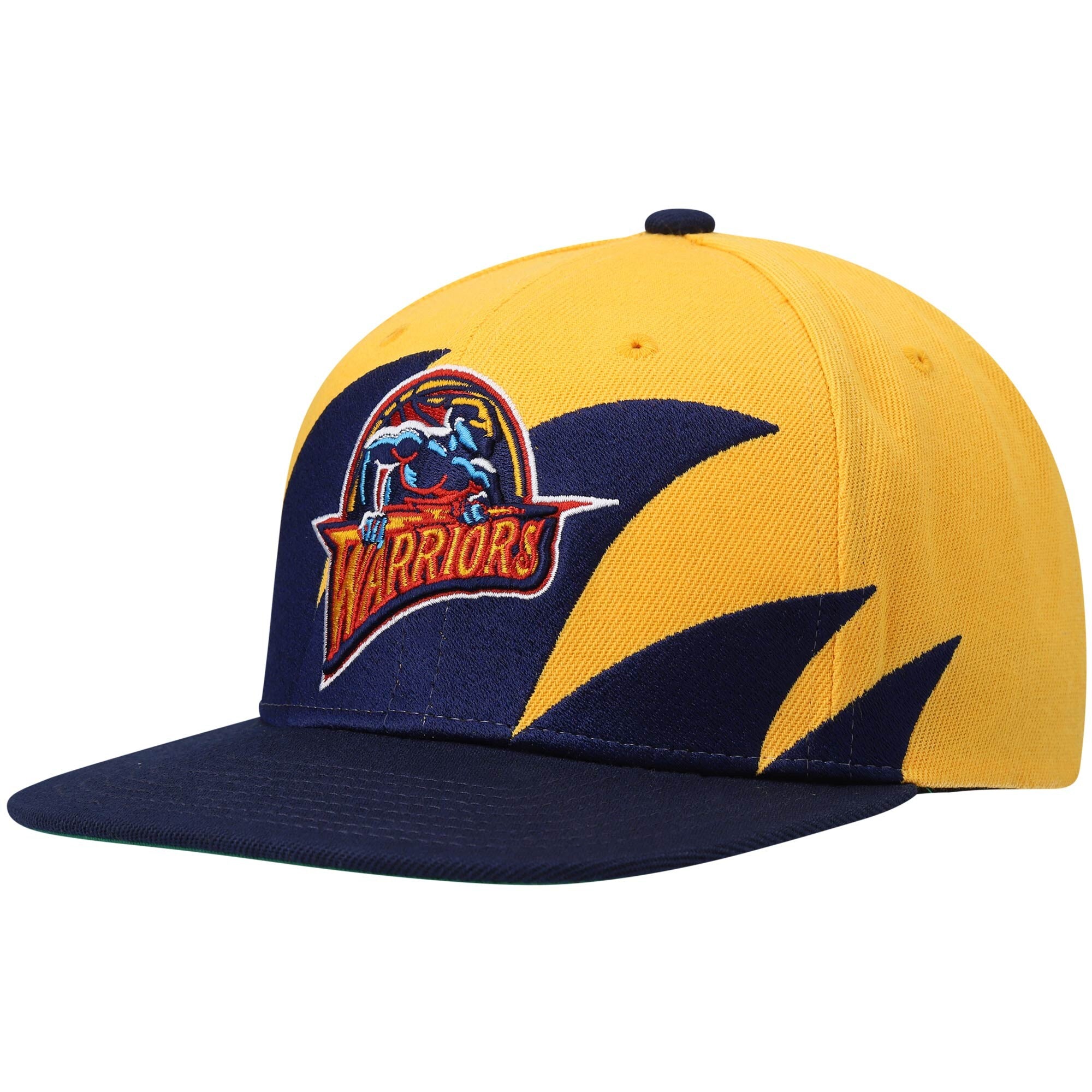MENS MITCHELL & NESS NBA SHARKTOOTH SNAPBACK HWC WARRIORS - YELLOW-BLUE