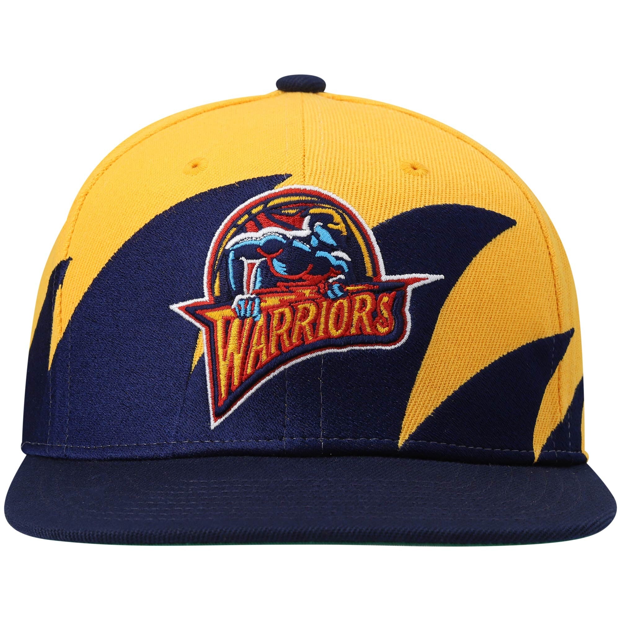 MENS MITCHELL & NESS NBA SHARKTOOTH SNAPBACK HWC WARRIORS - YELLOW-BLUE