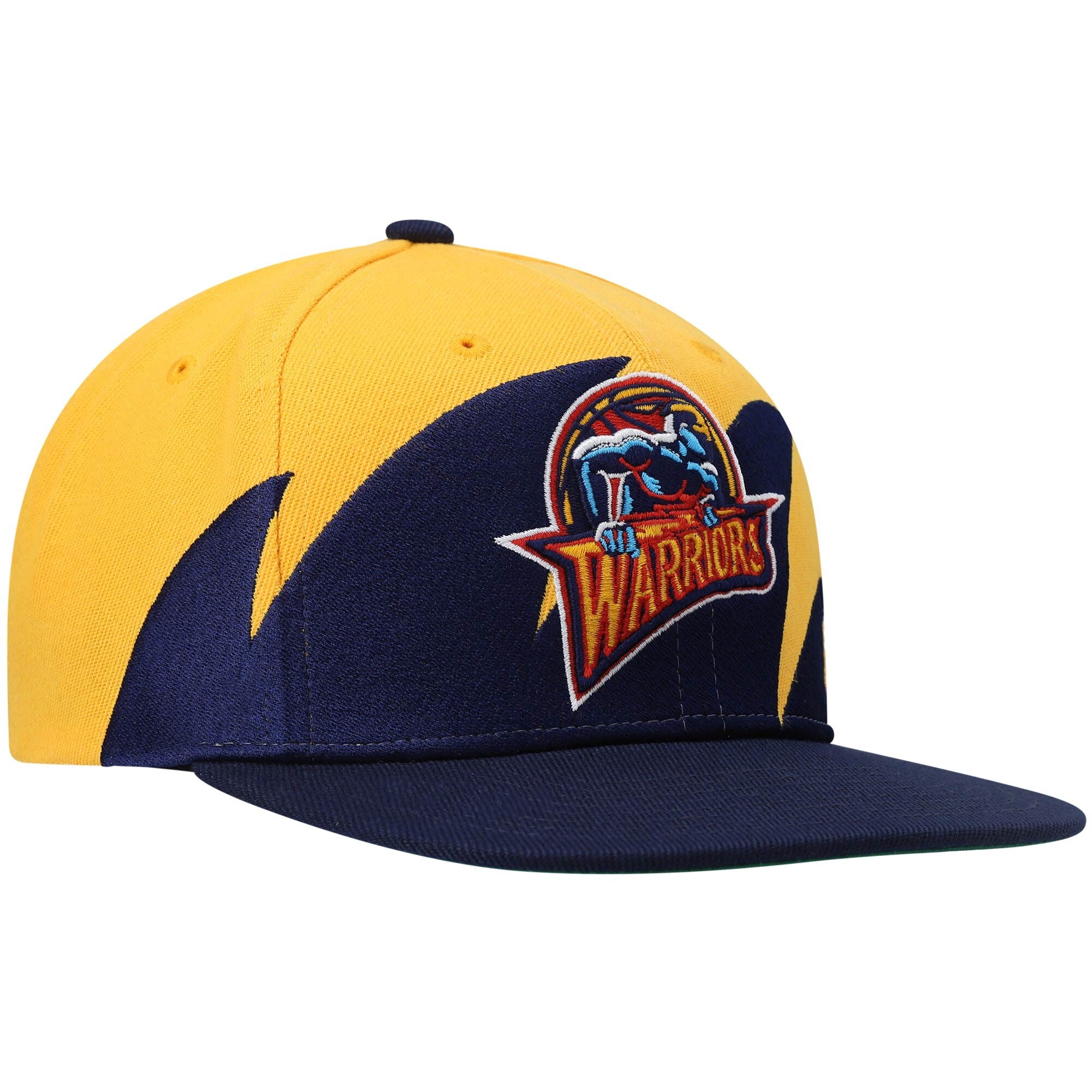 MENS MITCHELL & NESS NBA SHARKTOOTH SNAPBACK HWC WARRIORS - YELLOW-BLUE