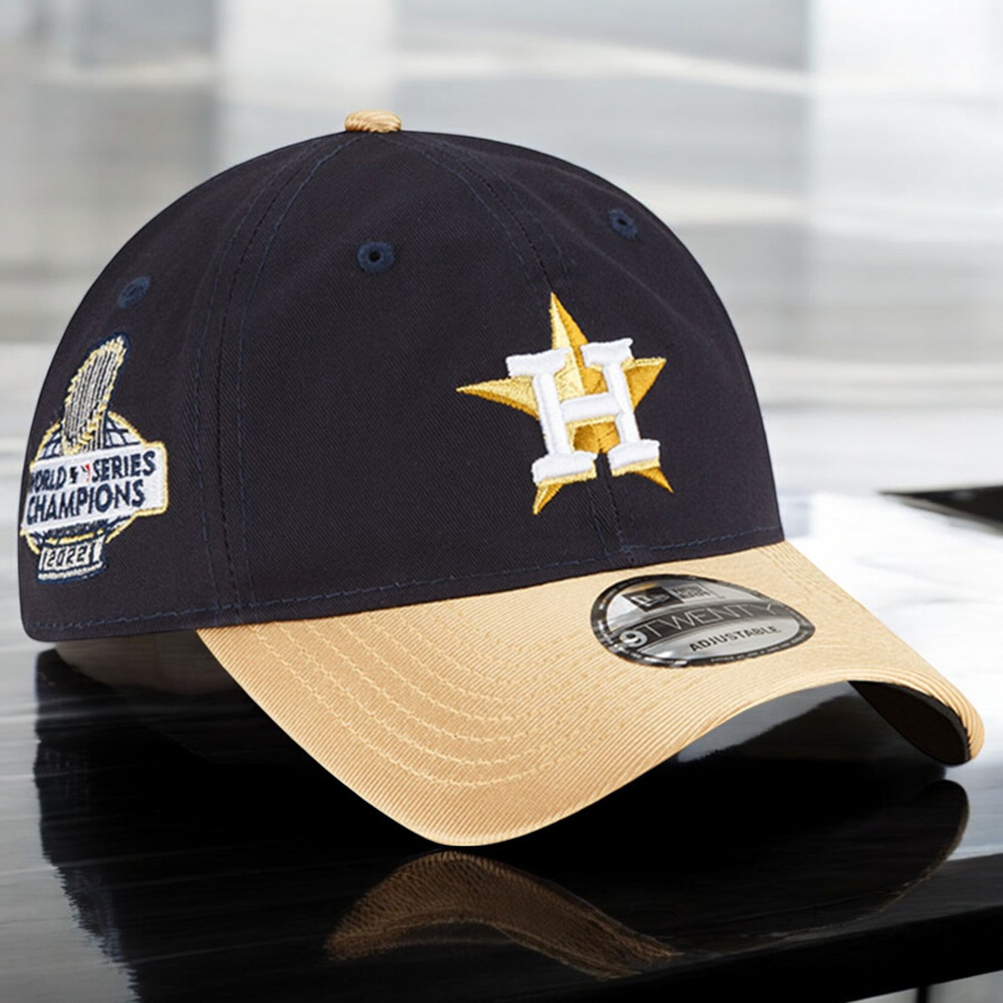 [60414092] MENS NEW ERA MLB HOUSTON ASTROS 920 GOLD 2023 STRAPBACK - NAVY/GOLD