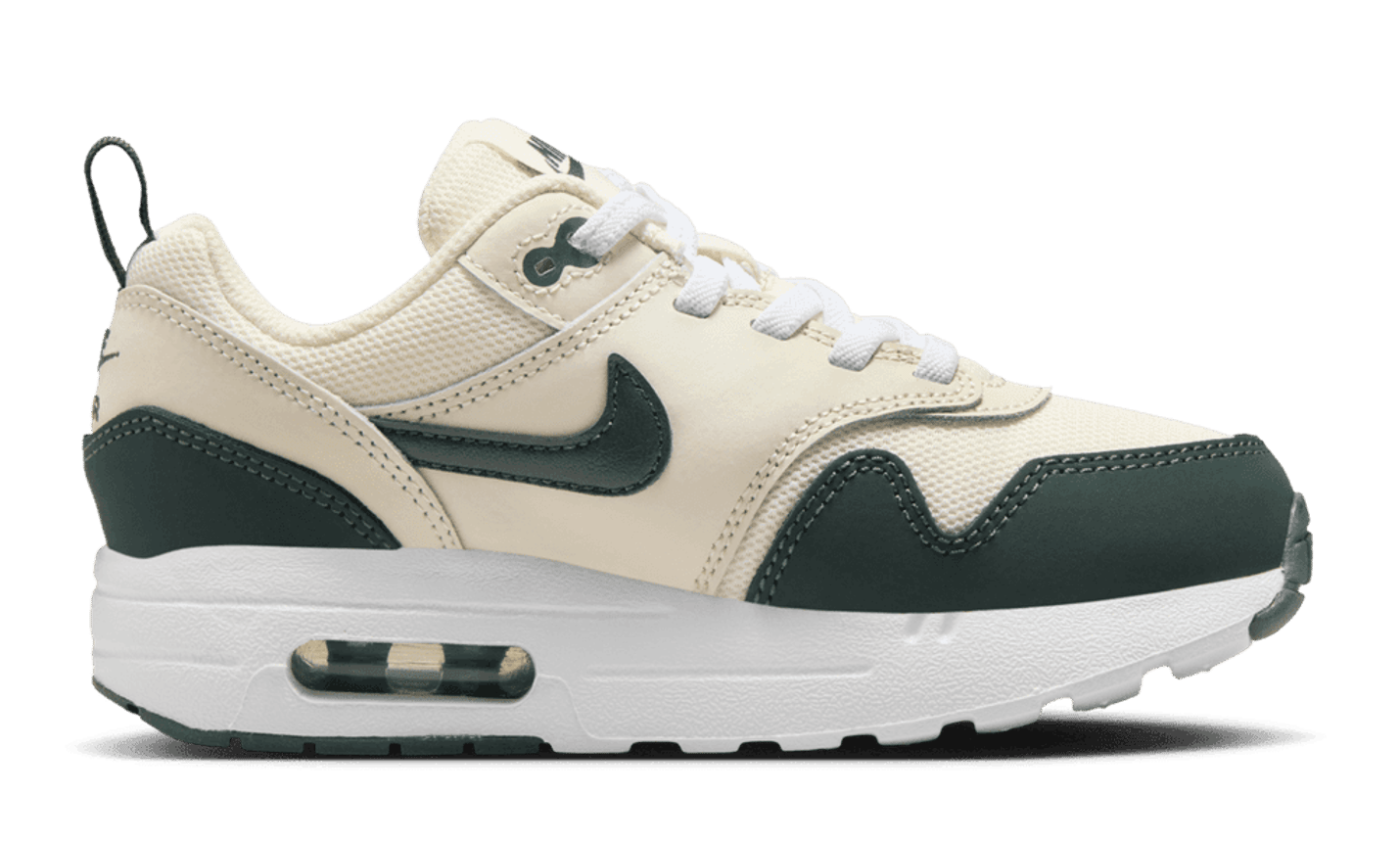[DZ3308-107] PRESCHOOL NIKE AIR MAX 1 EASYON 'PALE IVORY WHITE VINTAGE GREEN'