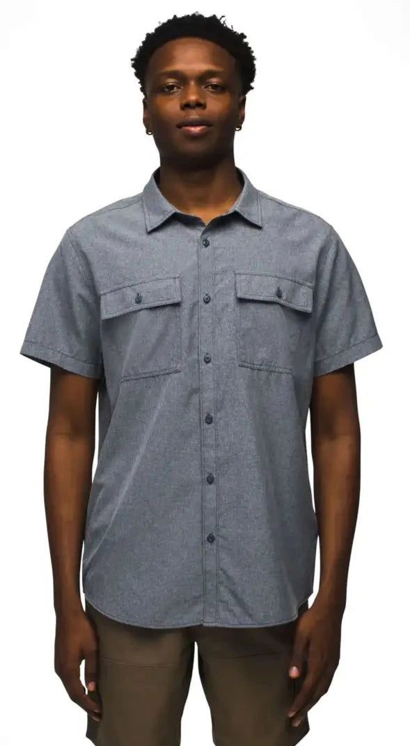 [1972351-NAUTICAL HEATHER] MENS PRANA LOST SOL SS REGULAR FIT UPF 30+ SHIRT