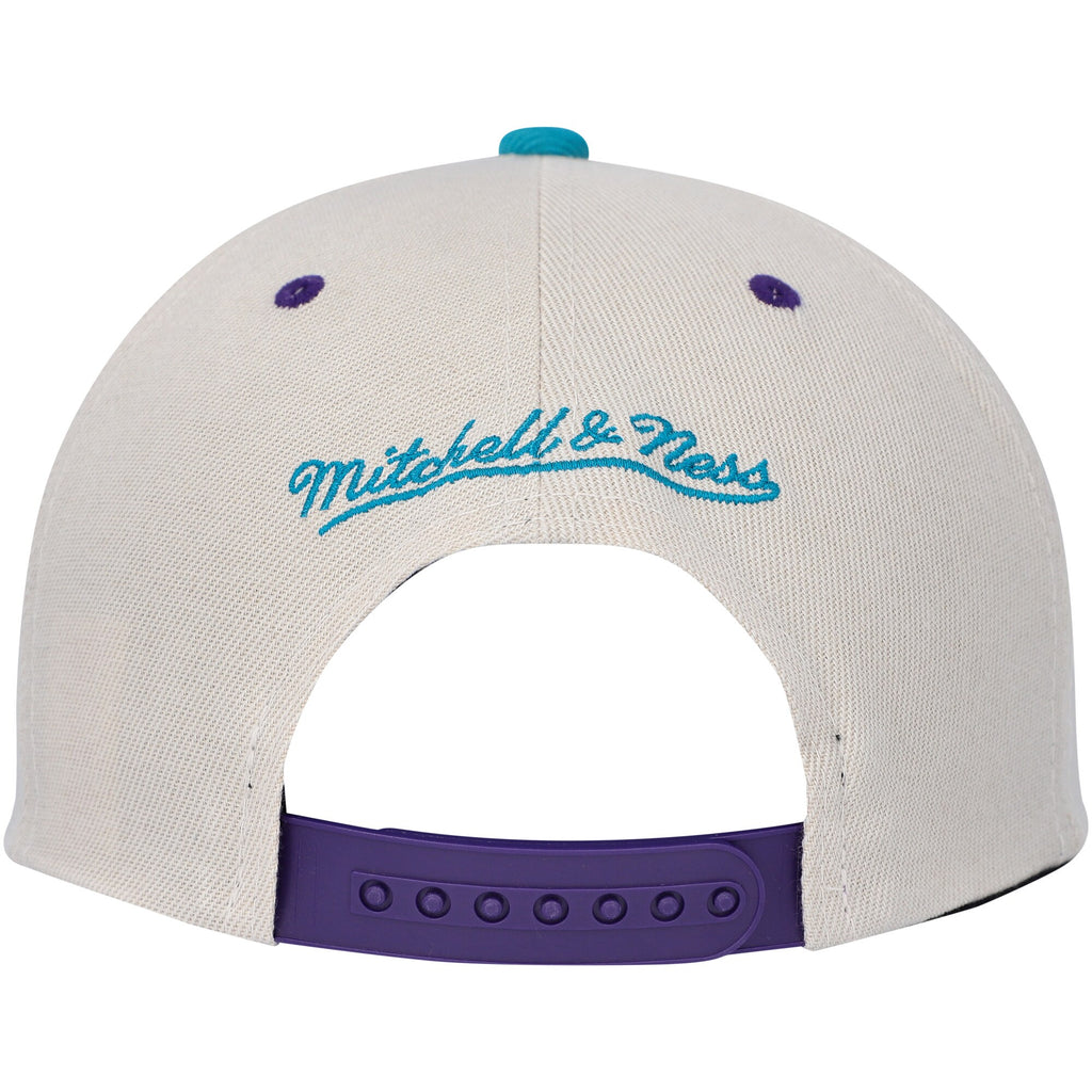 MENS MITCHELL & NESS NBA POP PANEL SNAPBACK HWC HORNETS - OFF WHITE-TEAL