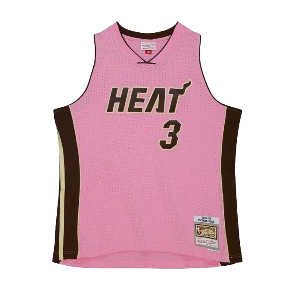 MENS MITCHELL & NESS PINK SUGAR BACON SWINGMAN JERSEY HEAT 2005 DWYANE WADE