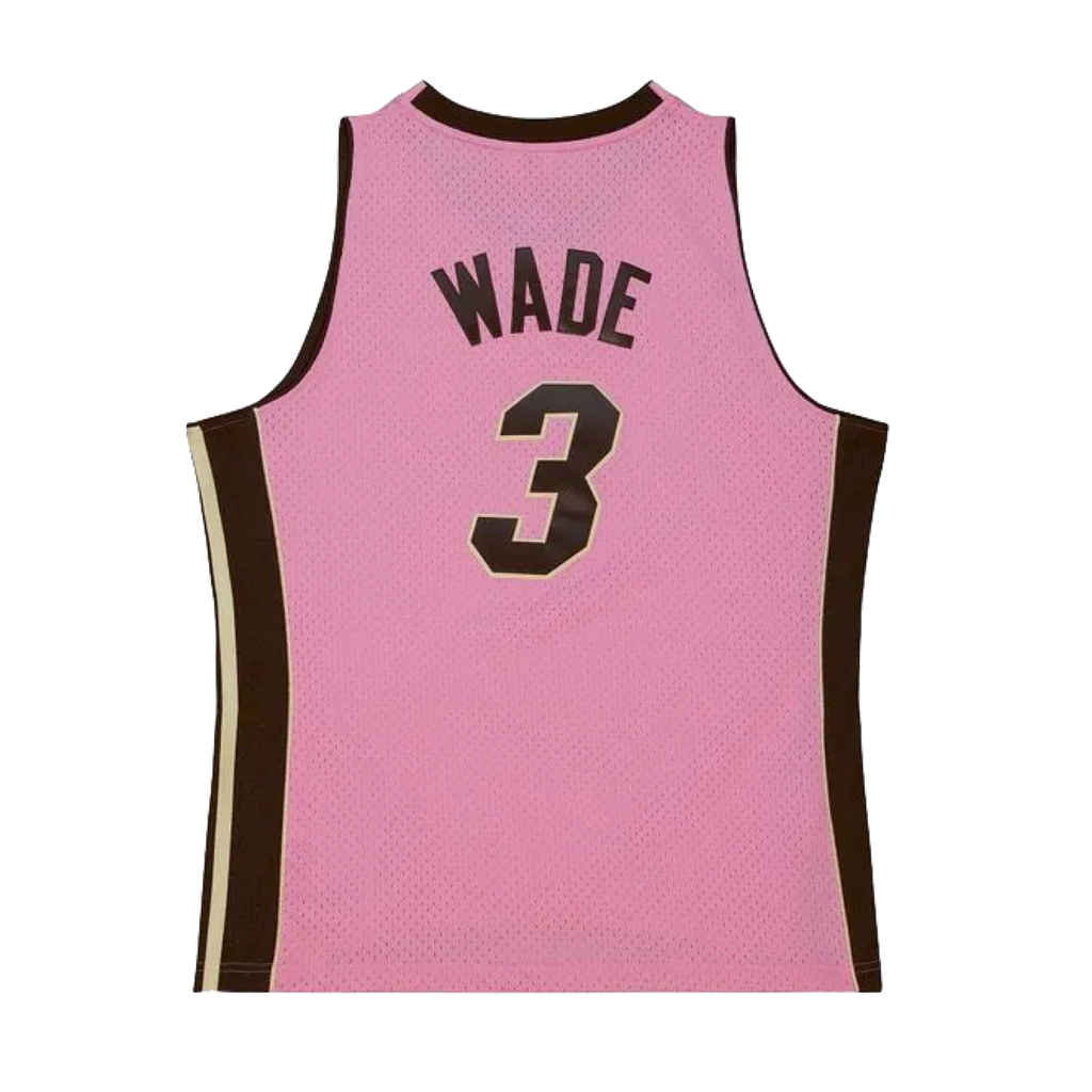 MENS MITCHELL & NESS PINK SUGAR BACON SWINGMAN JERSEY HEAT 2005 DWYANE WADE