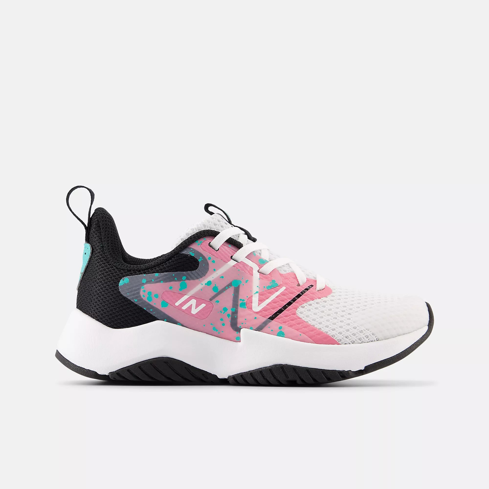 [PKRAVFP2] PRESCHOOL NEW BALANCE RAVE RUN V2 (PS) 'WHITE PINK PAINT SPLATTER'