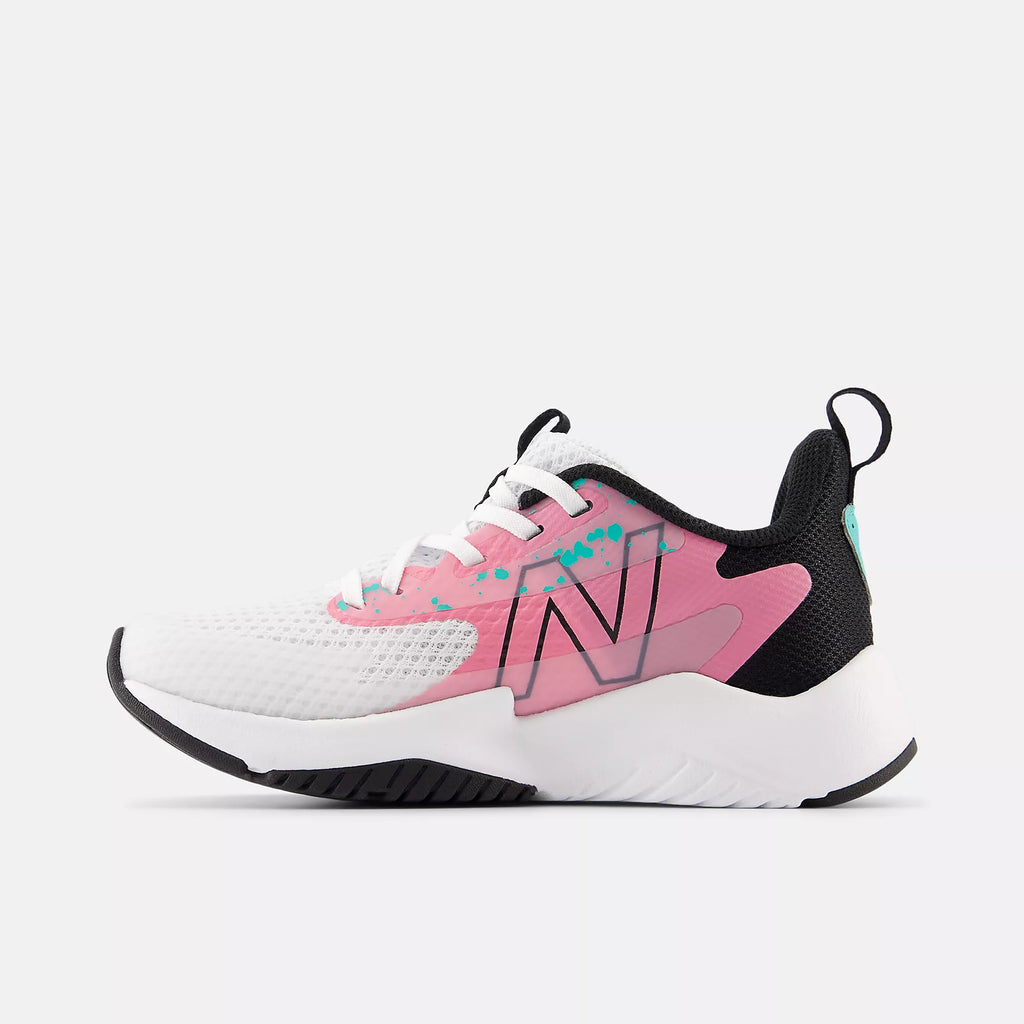 [PKRAVFP2] PRESCHOOL NEW BALANCE RAVE RUN V2 (PS) 'WHITE PINK PAINT SPLATTER'