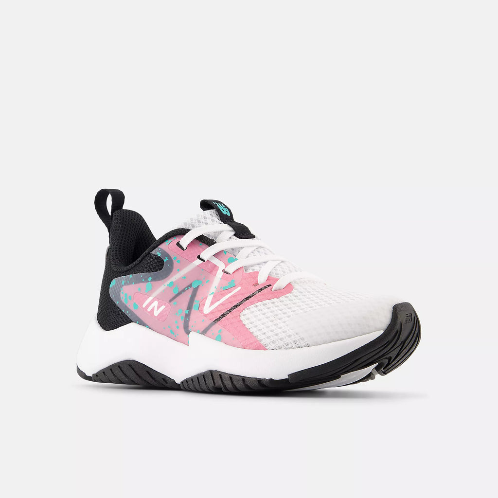 [PKRAVFP2] PRESCHOOL NEW BALANCE RAVE RUN V2 (PS) 'WHITE PINK PAINT SPLATTER'