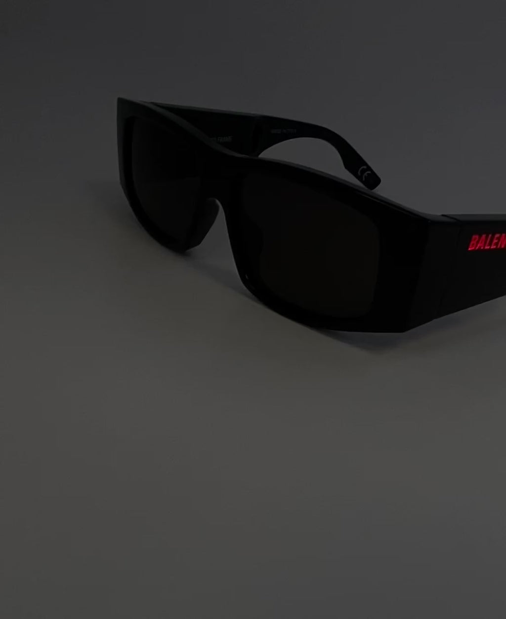 [BB0100S-001] Unisex Balenciaga LED Logo Geometric Sunglasses - Black