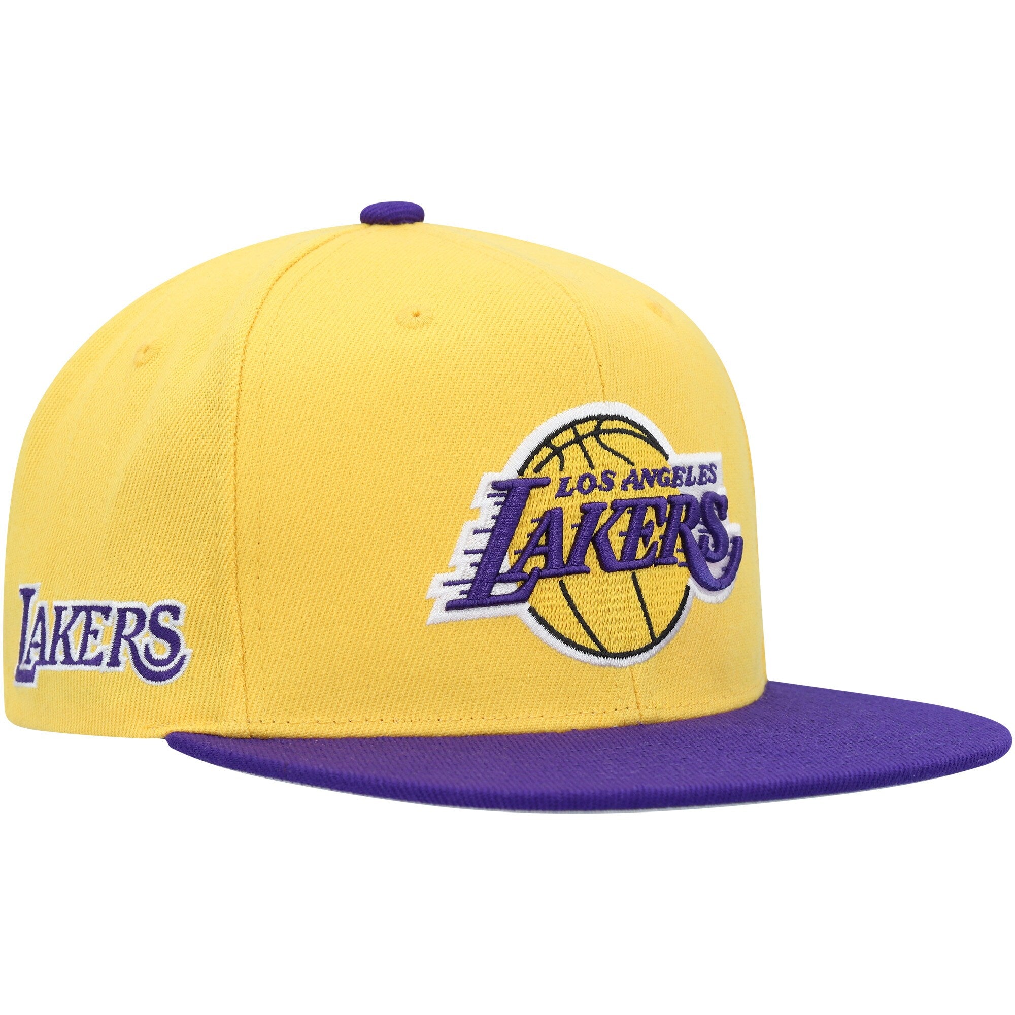 MENS MITCHELL & NESS NBA SIDE CORE 2.0 SNAPBACK LAKERS - YELLOW-PURPLE
