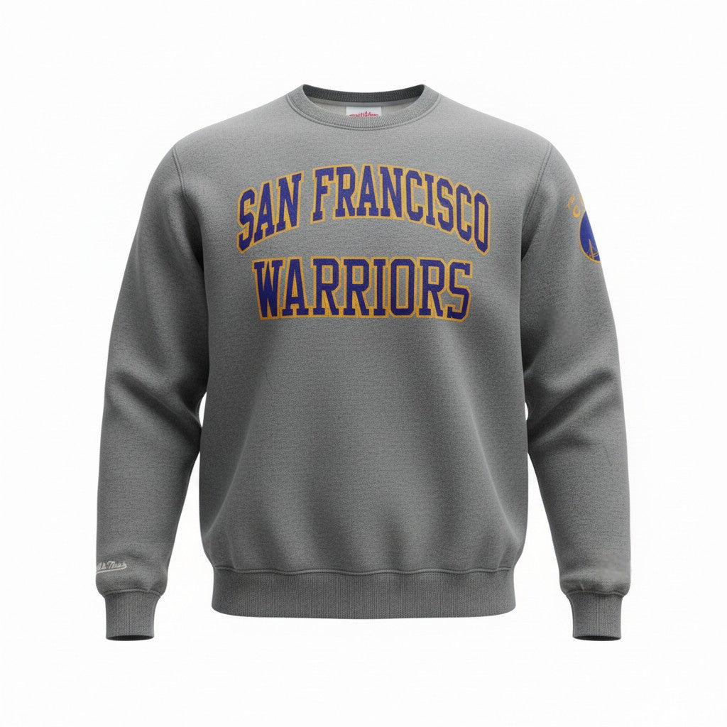 Mens Mitchell & Ness NBA Golden State Warriors The City" Fleece Crew Sweater