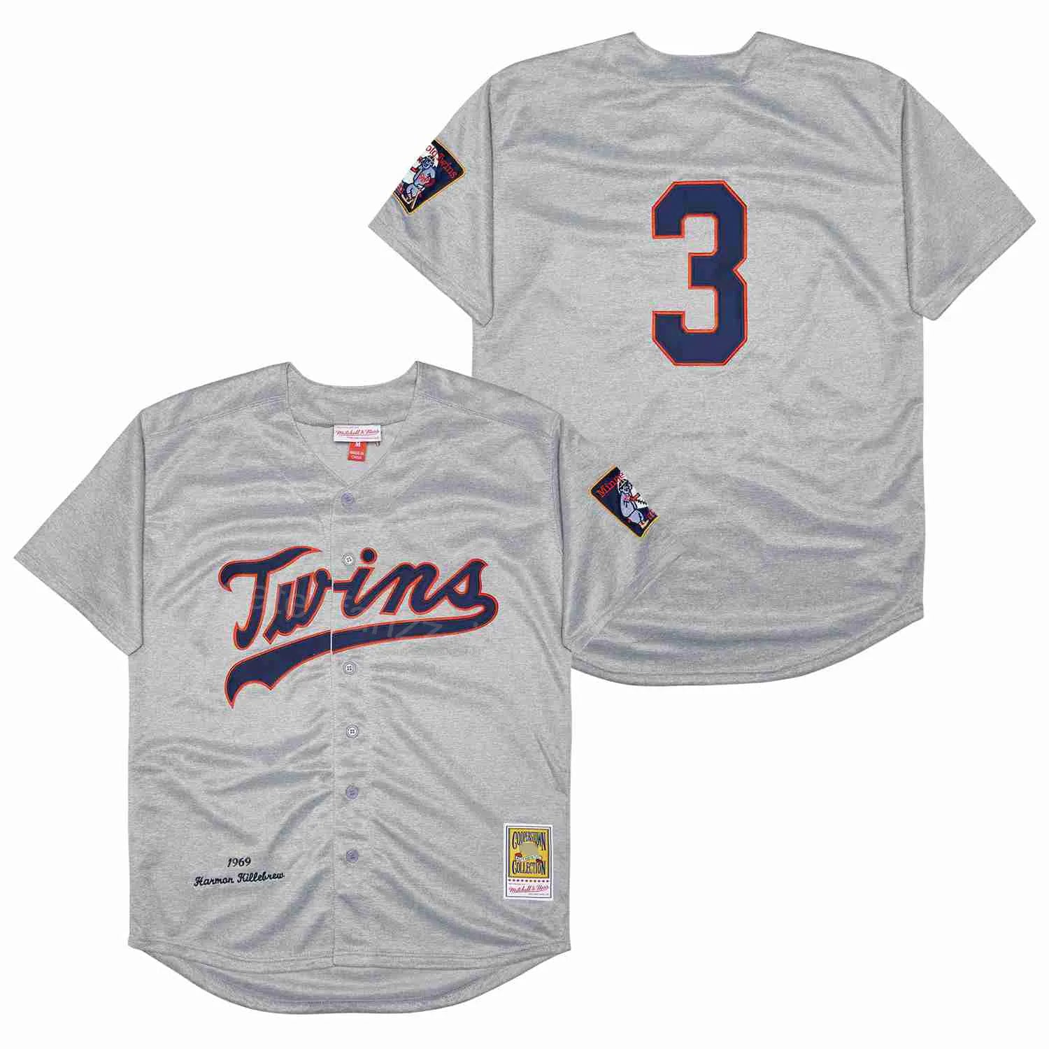 Mens Mitchell & Ness MLB GREY JERSEY TWINS 1969 HARMON KILLEBREW