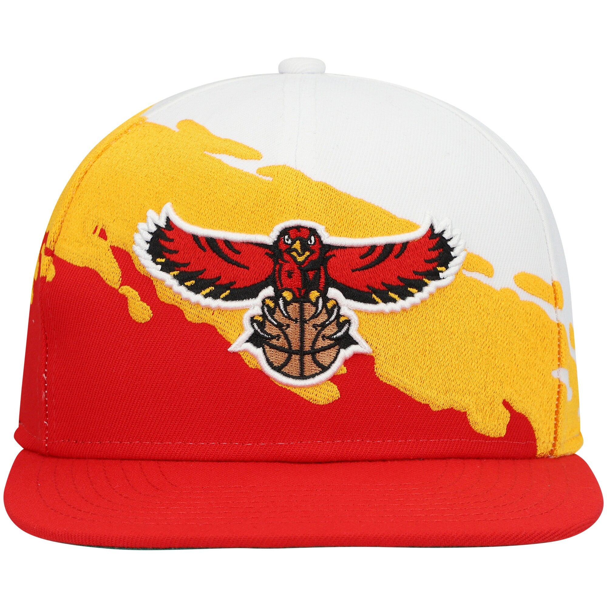 MENS MITCHELL & NESS NBA PAINTBRUSH SNAPBACK HWC HAWKS - WHITE-RED