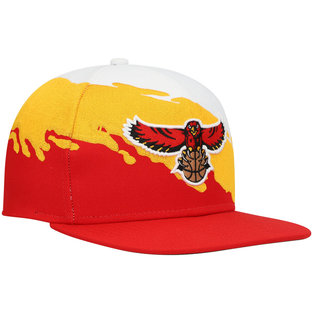 MENS MITCHELL & NESS NBA PAINTBRUSH SNAPBACK HWC HAWKS - WHITE-RED