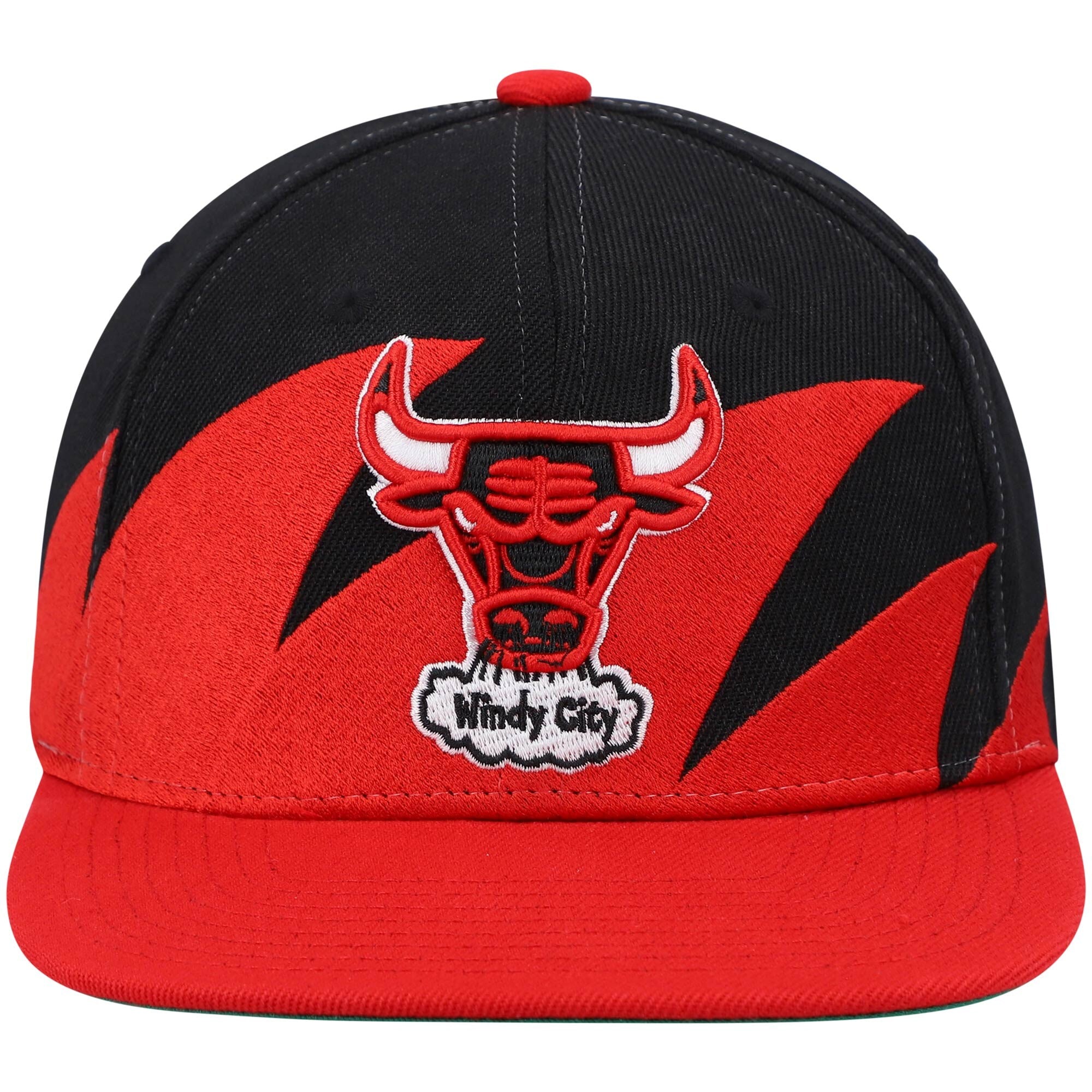 MENS MITCHELL & NESS NBA SHARKTOOTH SNAPBACK HWC BULLS - BLACK-RED