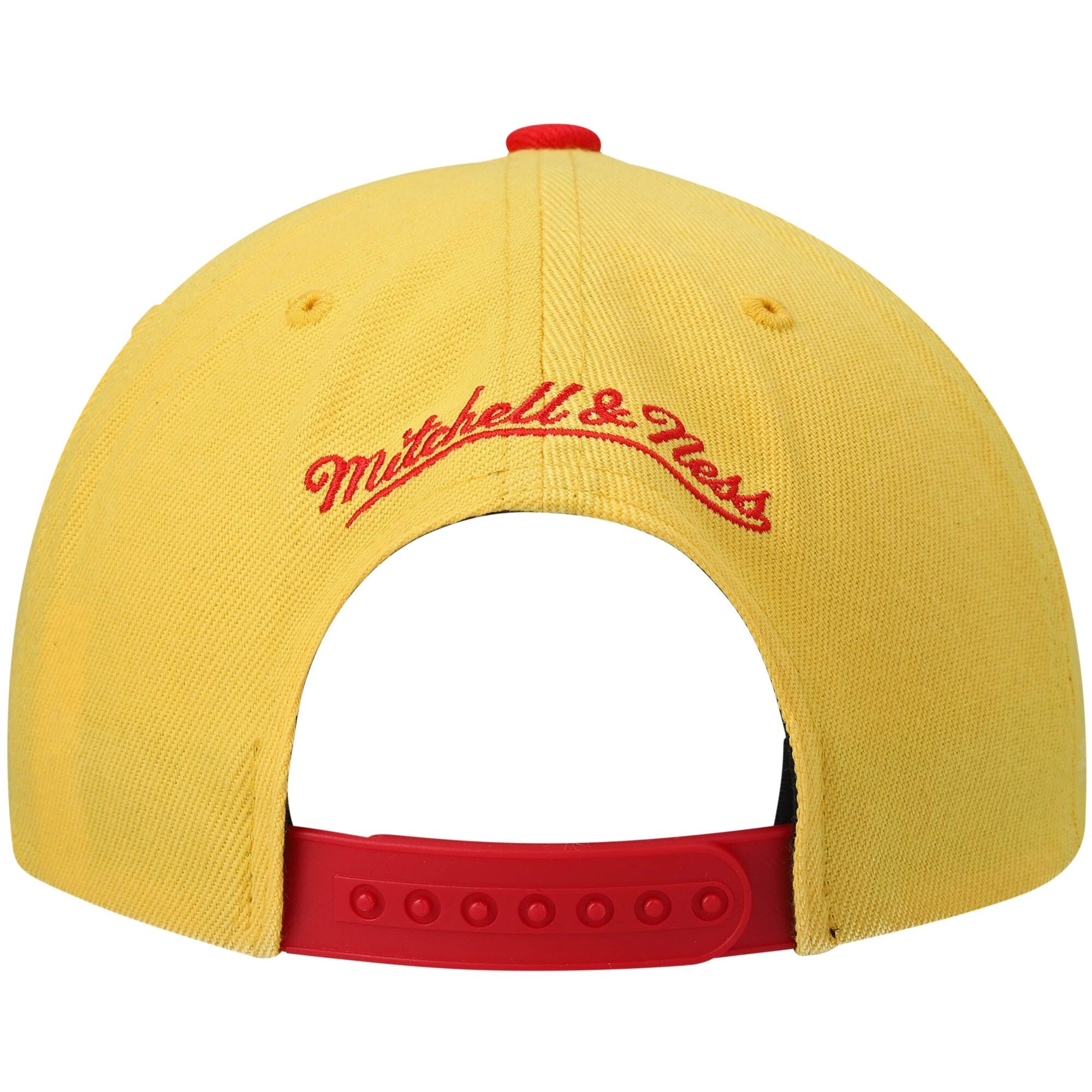 MENS MITCHELL & NESS NBA SHARKTOOTH SNAPBACK HWC ROCKETS - GOLD-RED