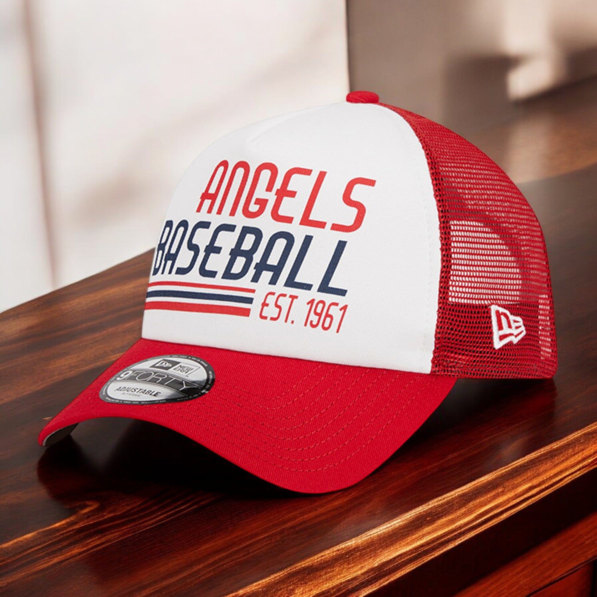 [60371915] Mens New Era MLB 940 STACKED A-FRAME TRUCKER ADJUSTABLE - LA ANGELS