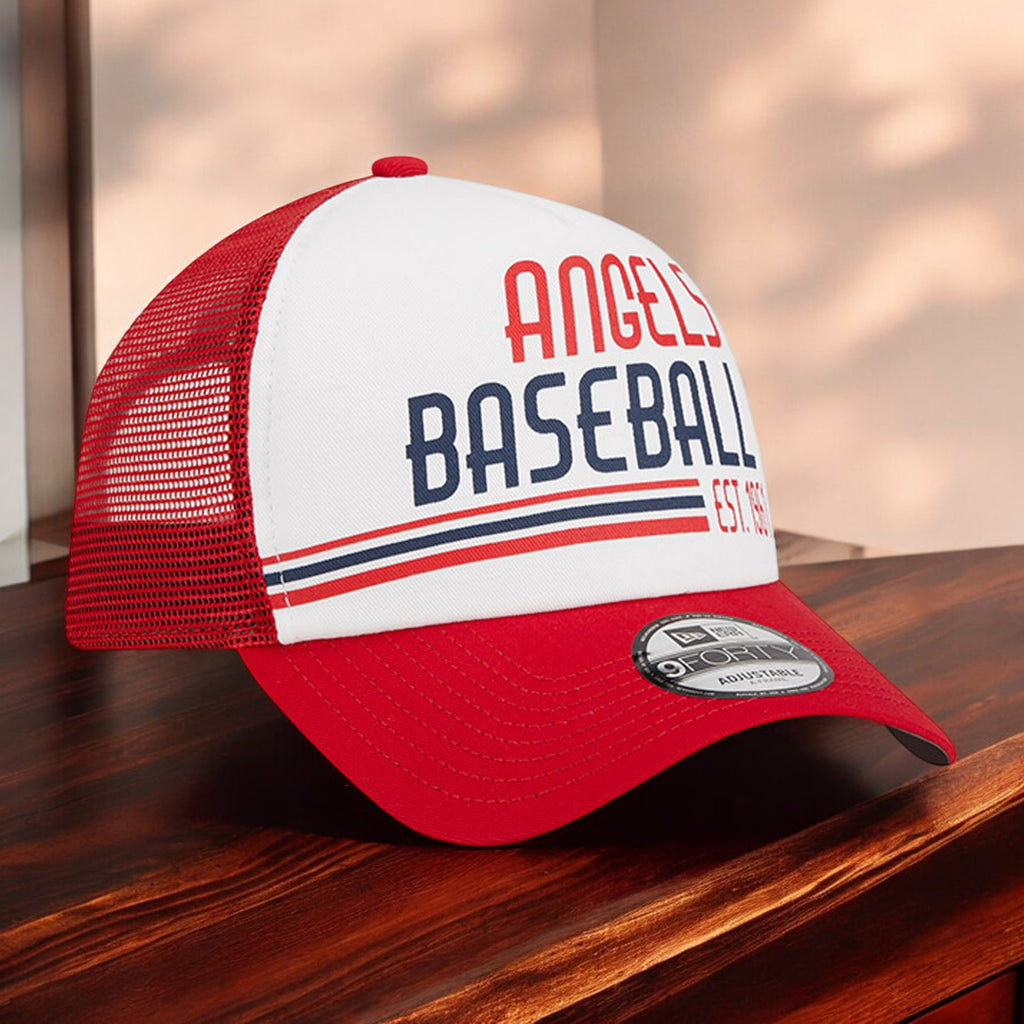 [60371915] Mens New Era MLB 940 STACKED A-FRAME TRUCKER ADJUSTABLE - LA ANGELS