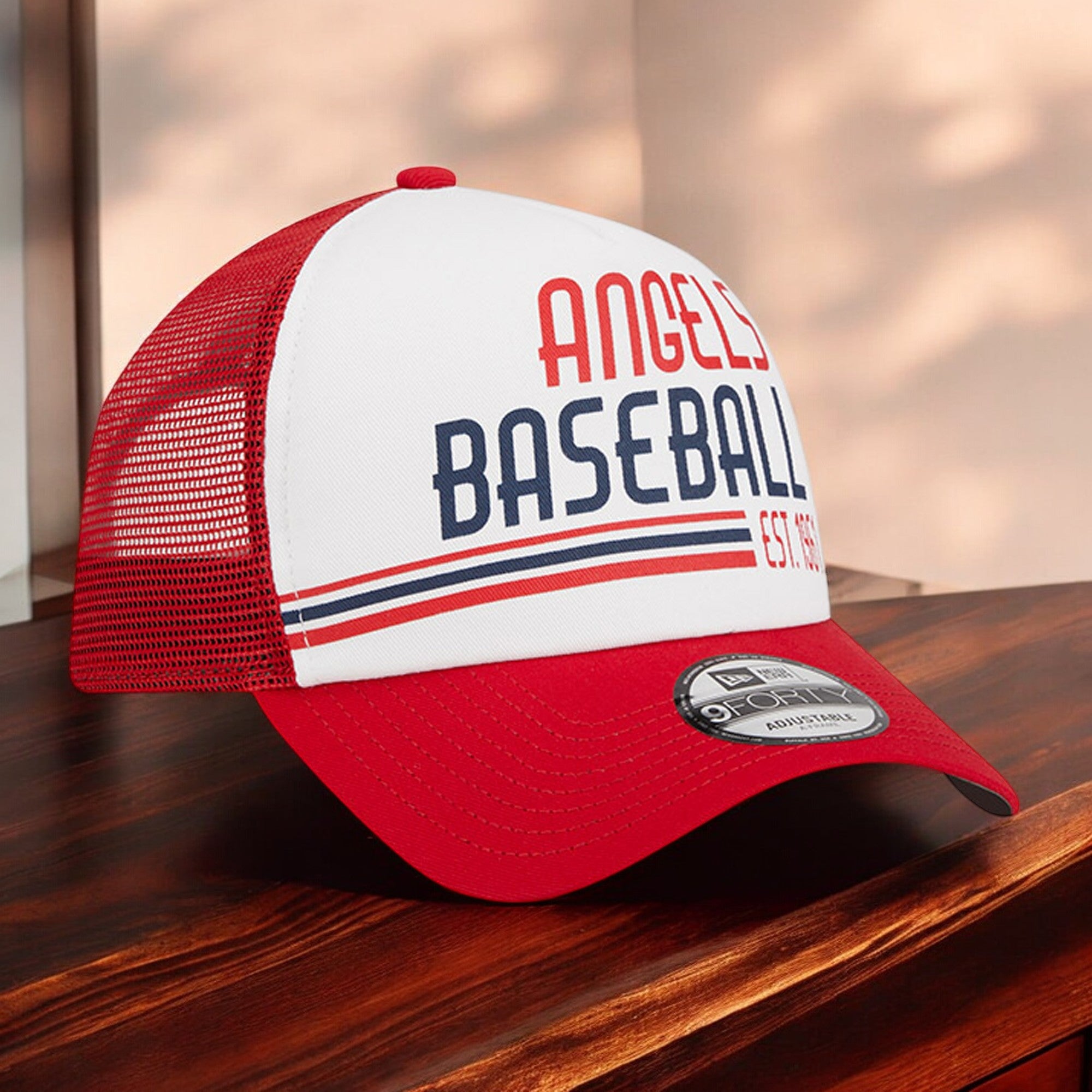 [60371915] Mens New Era MLB 940 STACKED A-FRAME TRUCKER ADJUSTABLE - LA ANGELS