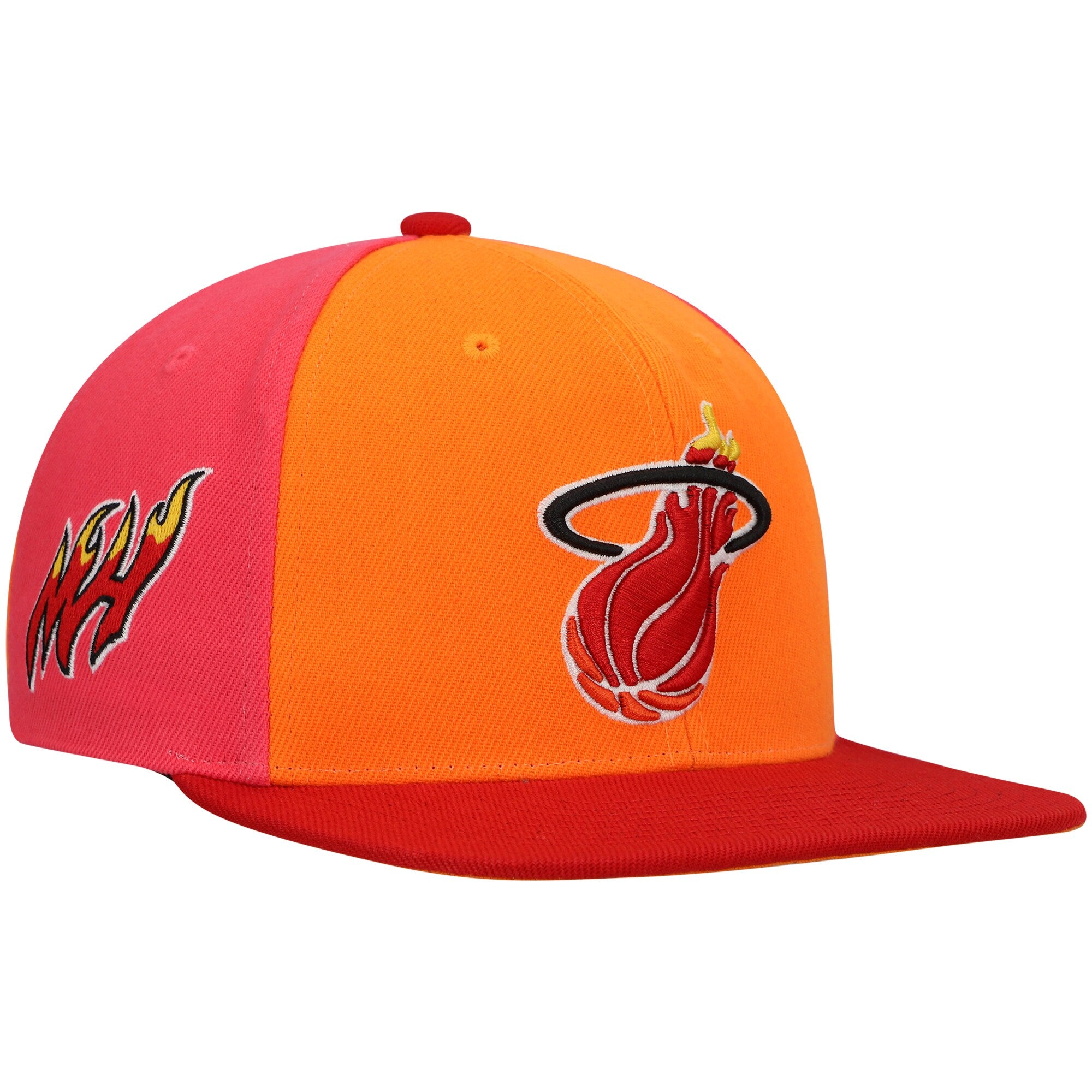 MENS MITCHELL & NESS NBA ON THE BLOCK SNAPBACK HWC HEAT - ORANGE-RED