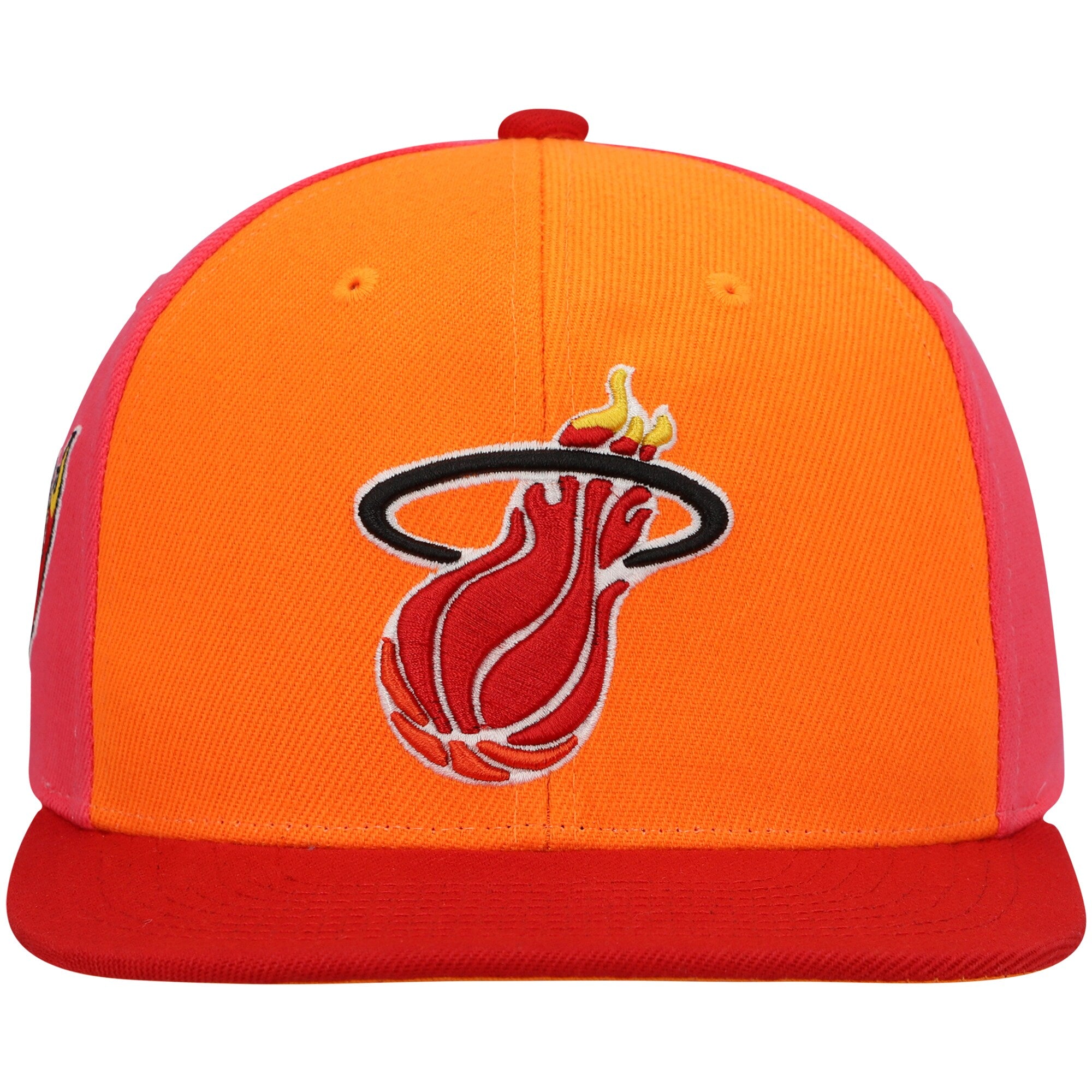 MENS MITCHELL & NESS NBA ON THE BLOCK SNAPBACK HWC HEAT - ORANGE-RED