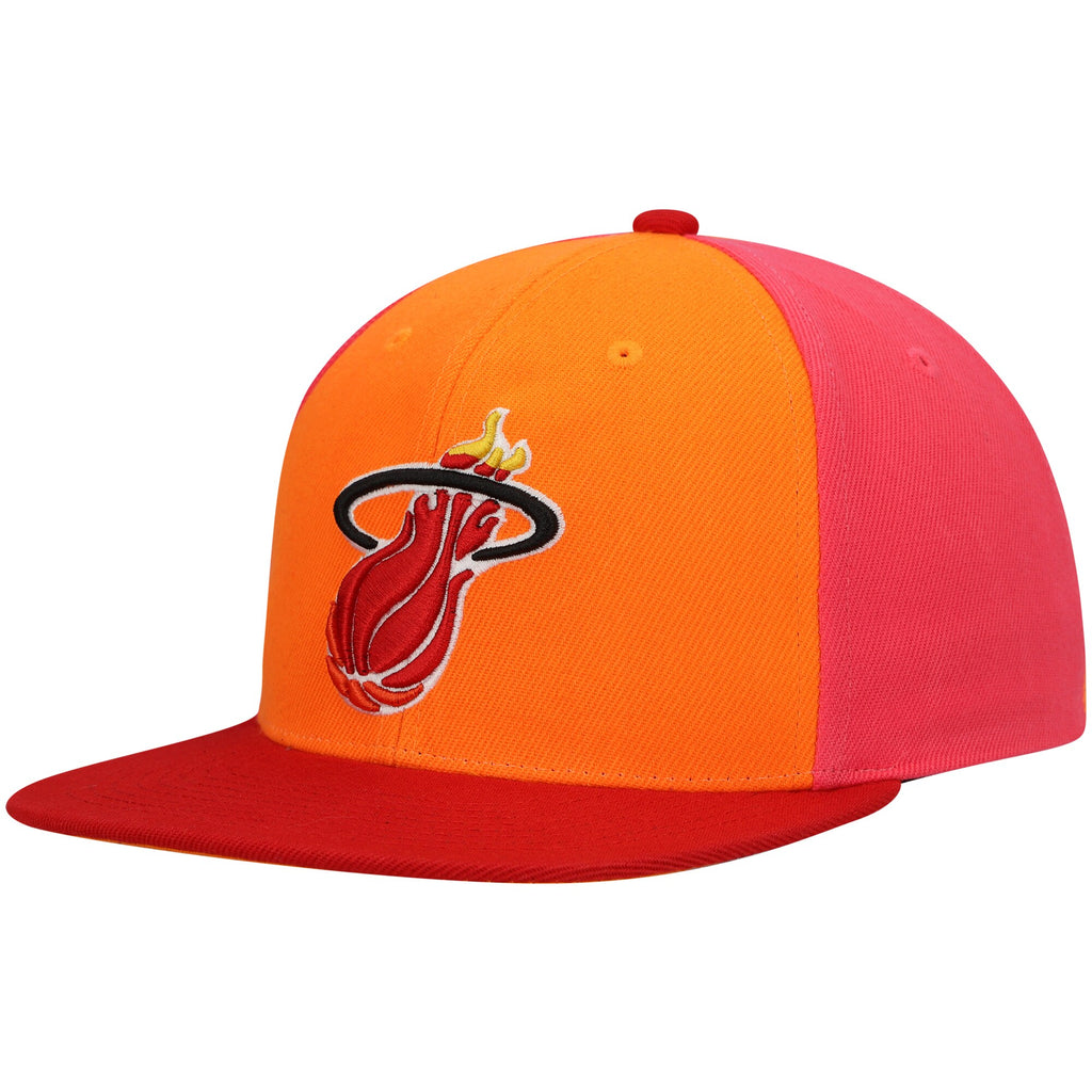 MENS MITCHELL & NESS NBA ON THE BLOCK SNAPBACK HWC HEAT - ORANGE-RED