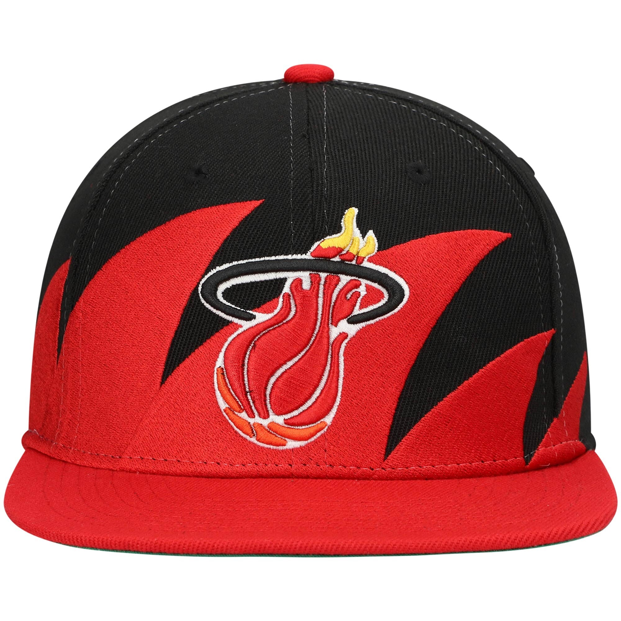 MENS MITCHELL & NESS NBA SHARKTOOTH SNAPBACK HWC HEAT - BLACK-RED