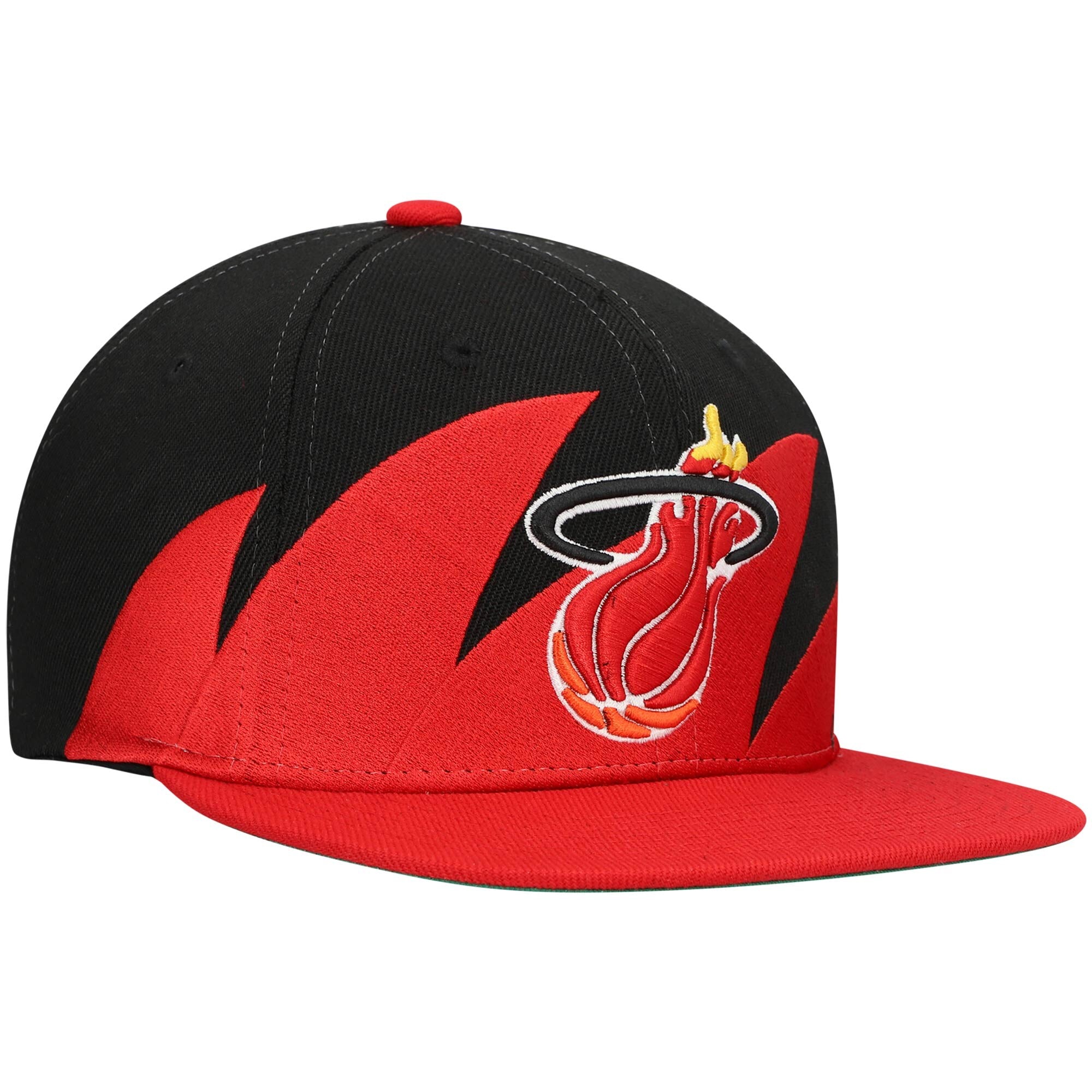 MENS MITCHELL & NESS NBA SHARKTOOTH SNAPBACK HWC HEAT - BLACK-RED