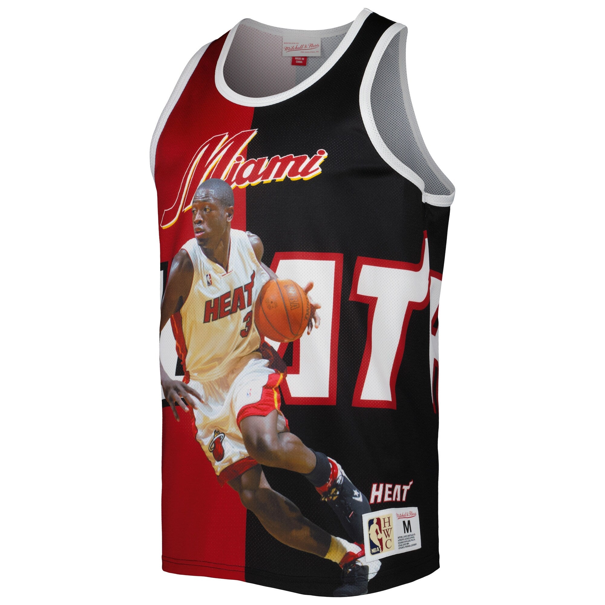 MENS MITCHELL & NESS SUBLIMATED PLAYER TANK HEAT DWYANE WADE