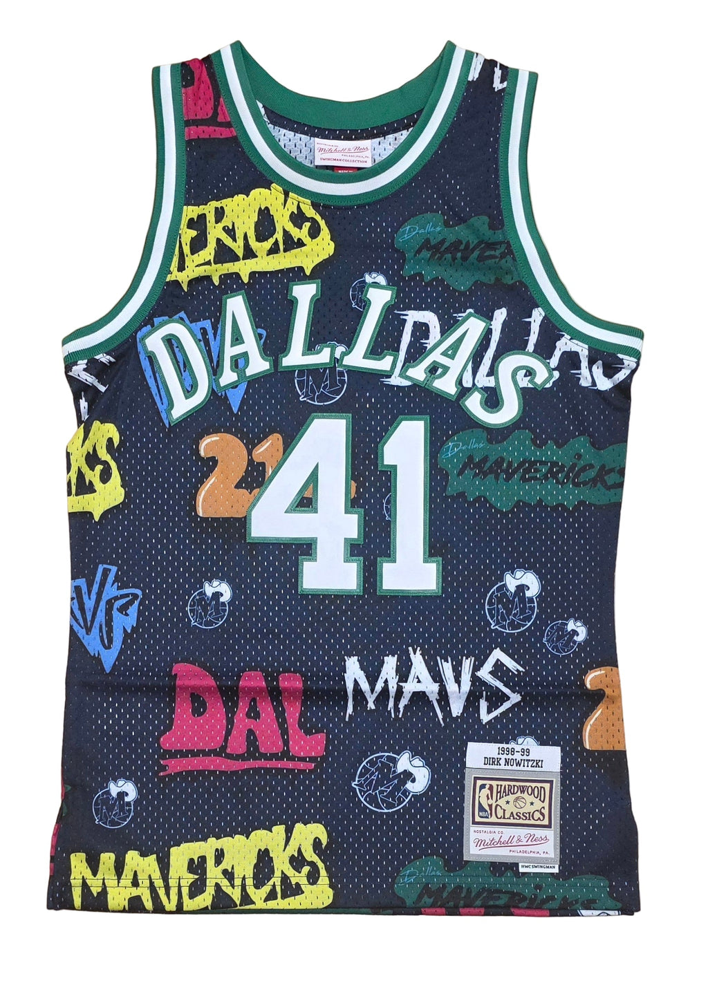 MENS MITCHELL & NESS SLAP STICKER SWINGMAN JERSEY MAVERICKS 1998 DIRK NOWITZKI