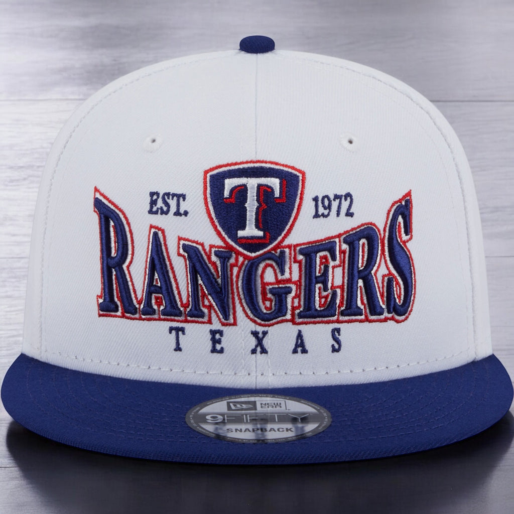 [60310269] MENS NEW ERA MLB TEXAS RANGERS 950 CREST STACK SNAPBACK - WHITE/ROYAL