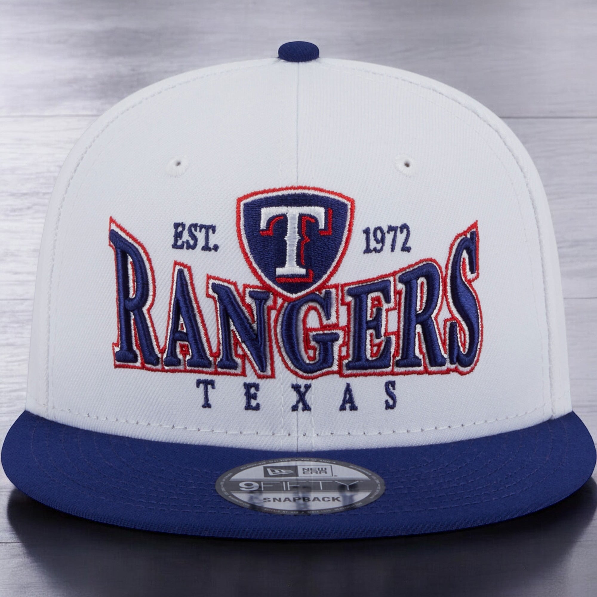 [60310269] MENS NEW ERA MLB TEXAS RANGERS 950 CREST STACK SNAPBACK - WHITE/ROYAL