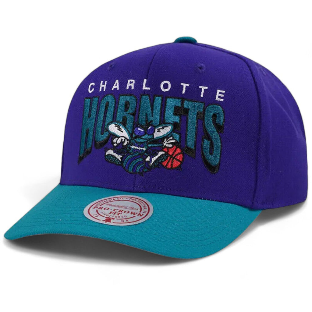 Mens MITCHELL & NESS NBA BOOM TEXT PRO SNAPBACK HWC HORNETS