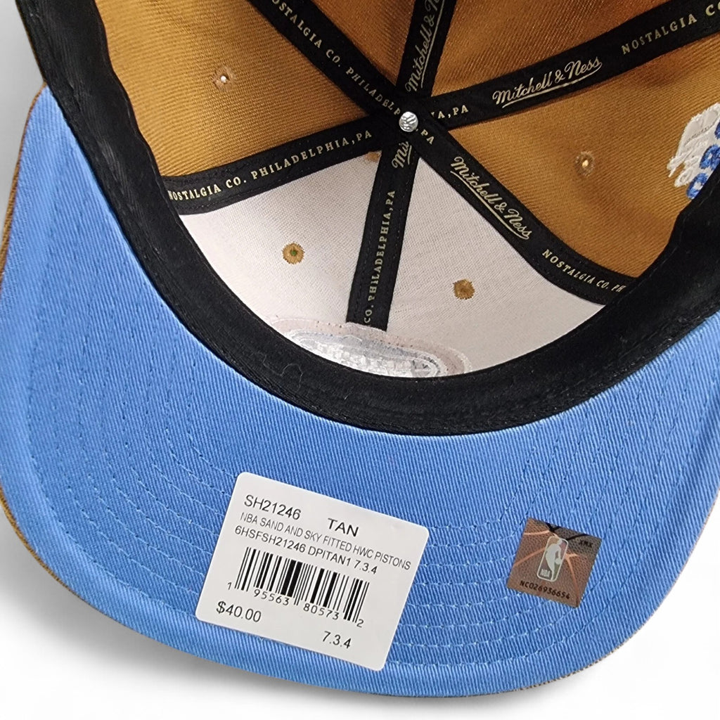 MENS MITCHELL & NESS NBA SAND AND SKY FITTED HWC PISTONS