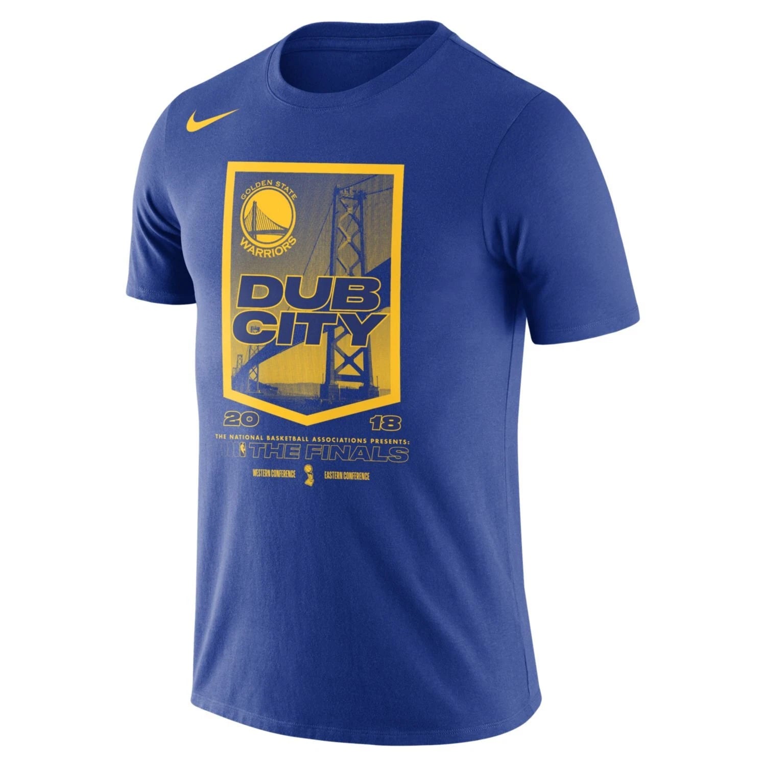 [561416-4EWESTERN] MENS NIKE NBA GS WARRIORS 2018 NBA FINALS BOUND CITY DNA COTTON PERFORMANCE T-SHIRT