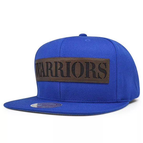 Mens Mitchell & Ness NBA Golden State Warriors Laser Cut Leather Snapback
