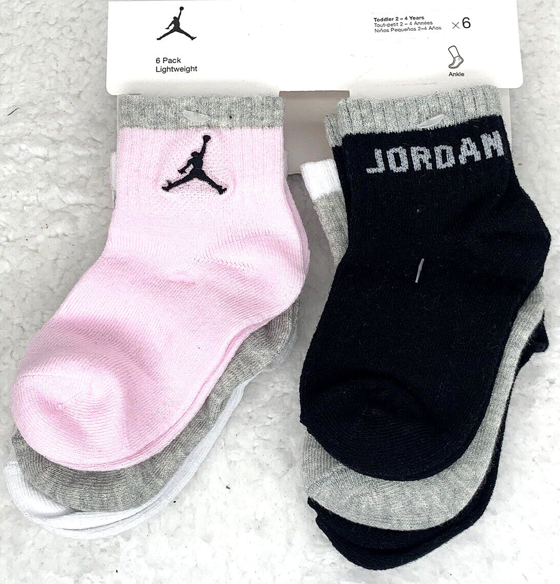 [NJ3062-A9Y] TODDLERS AIR JORDAN 6 PACK ANKLE SOCKS 12/24 MONTH