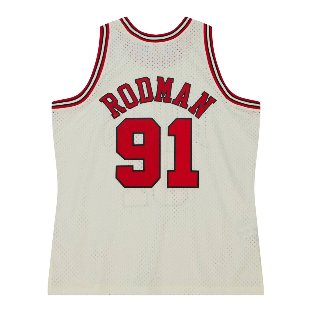 MENS MITCHELL & NESS CREAM TEAM COLOR SWINGMAN JERSEY BULLS 1997 DENNIS RODMAN