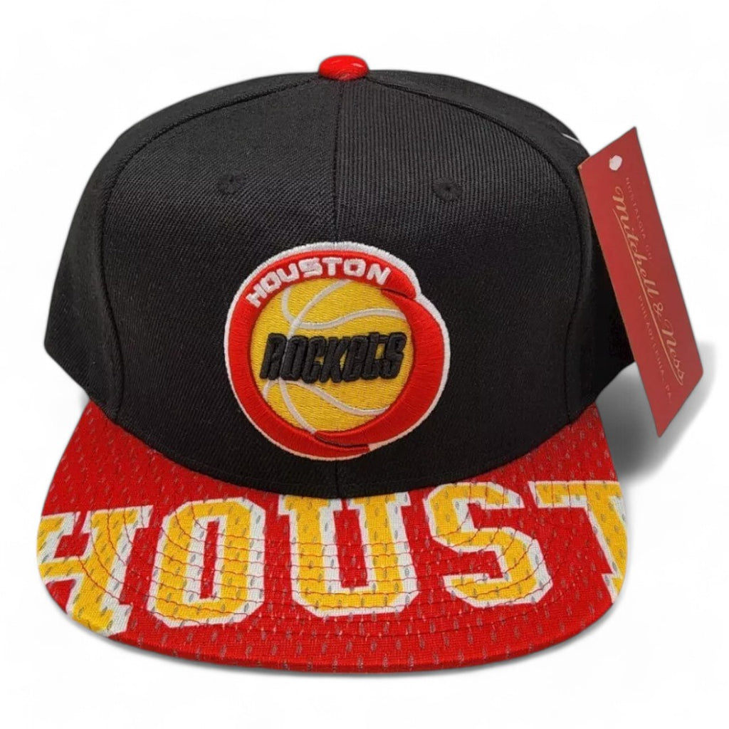 MENS MITCHELL & NESS NBA SNAPSHOT SNAPBACK HWC ROCKETS - BLACK-RED