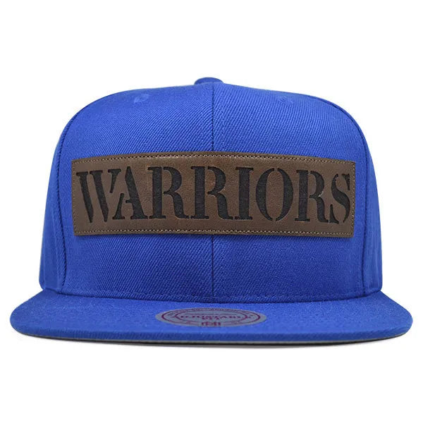 Mens Mitchell & Ness NBA Golden State Warriors Laser Cut Leather Snapback