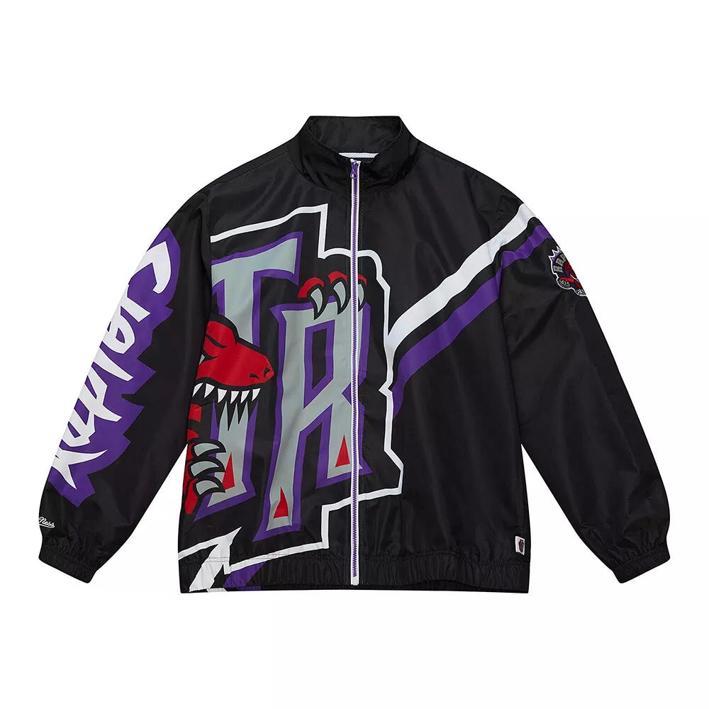 MENS MITCHELL & NESS EXPLODED LOGO WARM UP JACKET RAPTORS