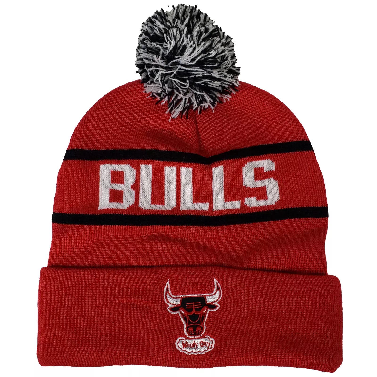 Mens Mitchell & Ness NBA RELOAD POM KNIT BEANIE BULLS