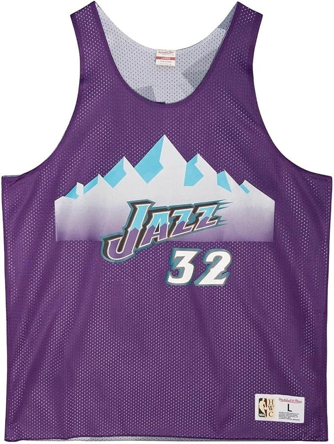 MENS MITCHELL & NESS REVERSIBLE MESH TANK JAZZ KARL MALONE