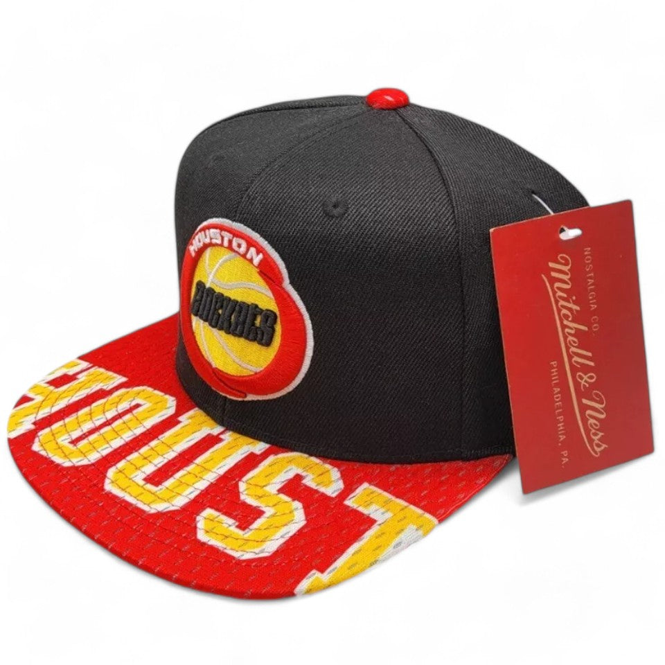 MENS MITCHELL & NESS NBA SNAPSHOT SNAPBACK HWC ROCKETS - BLACK-RED