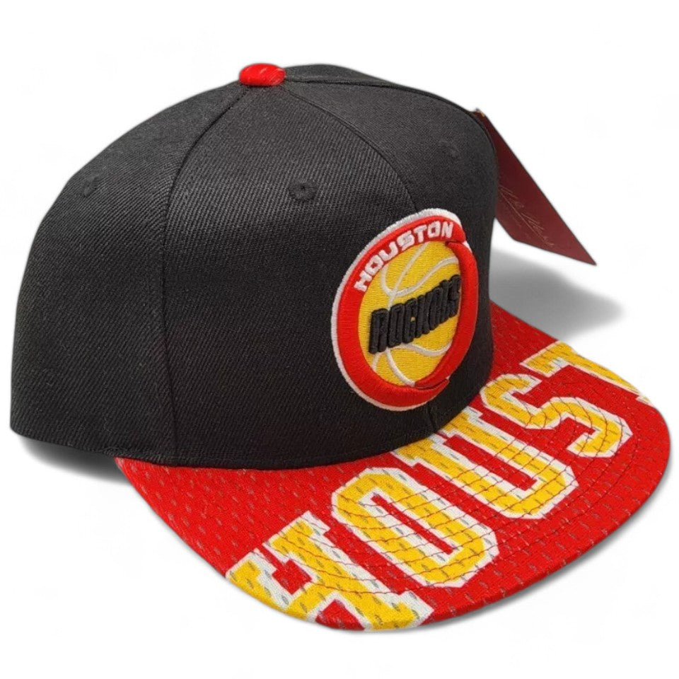 MENS MITCHELL & NESS NBA SNAPSHOT SNAPBACK HWC ROCKETS - BLACK-RED