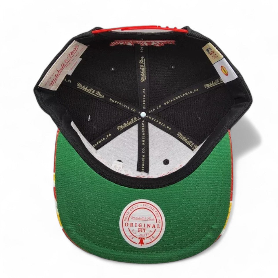 MENS MITCHELL & NESS NBA SNAPSHOT SNAPBACK HWC ROCKETS - BLACK-RED