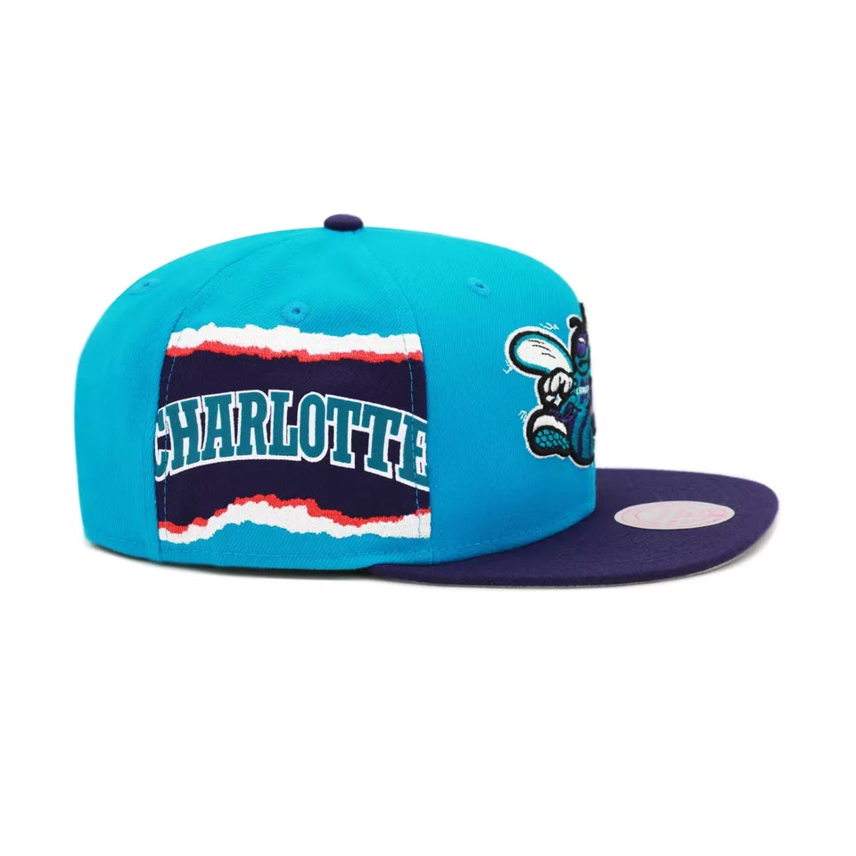 MENS MITCHELL & NESS NBA JUMBOTRON SNAPBACK HWC HORNETS - TEAL-PURPLE